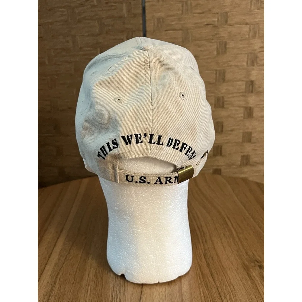 Eagle Emblems US Army Khaki Cotton Adjustable Cap‎ Hat Army Emblem Slogan